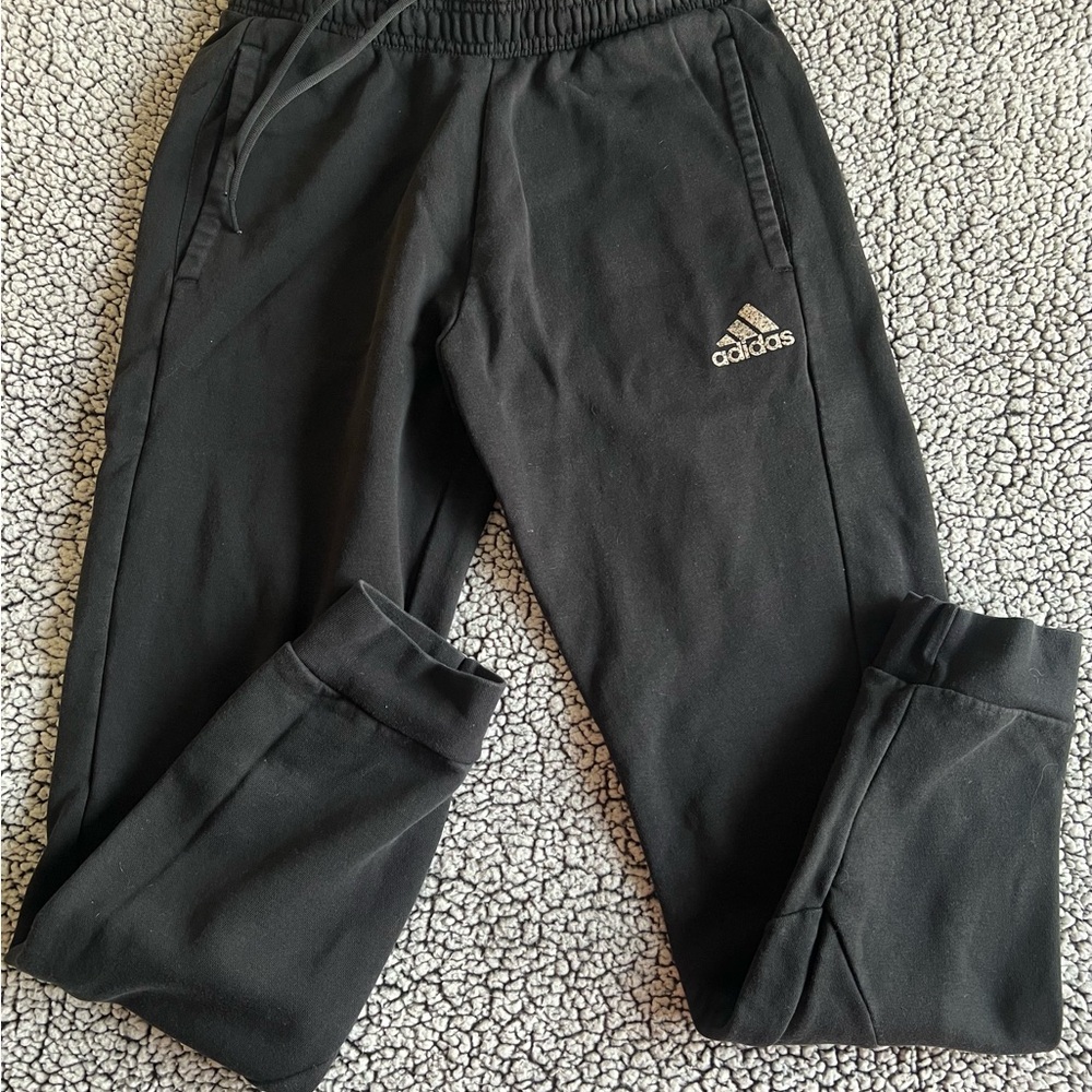 Adidas Black Sweatpants/joggers with Elastic Waistband and Relaxed Fit